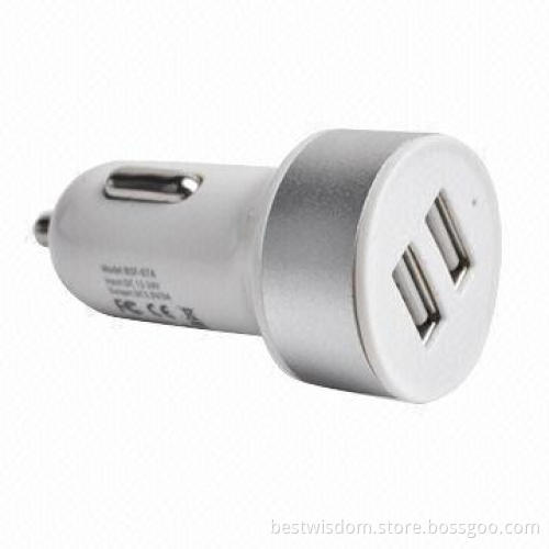 In Car Charger for iPad Mini/iPhone/Samsung Galaxy with Portable Design, 5V/2A, Stable Charging Rate
